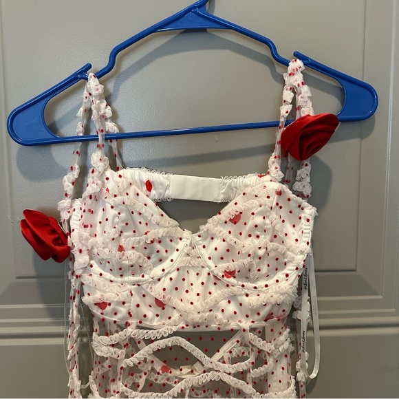 NWT For Love & Lemons Giada Sheer Polka Dot Maxi Dress - Matching Panty Size XXS - Picture 5 of 12